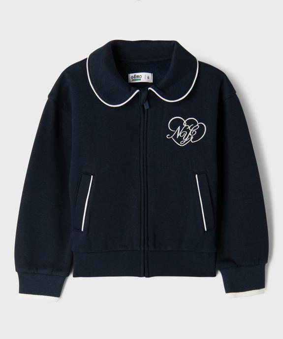 Gilet zippée en molleton à col Claudine fille vue1 - GEMO 4G FILLE - GEMO
