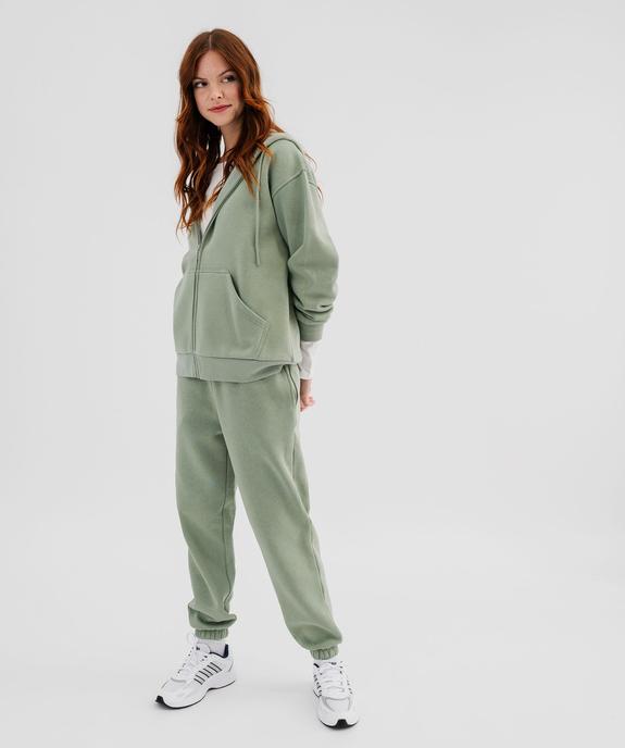 Pantalon de jogging en molleton uni à taille élastiquée femme vue1 - GEMO 4G FEMME - GEMO