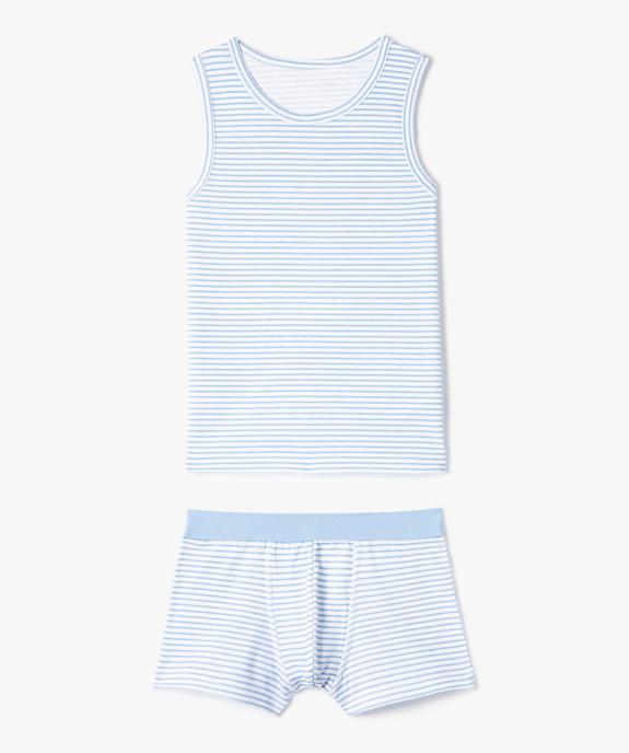Ensemble lingerie garçon 2 pièces à rayures vue1 - GEMO 4G GARCON - GEMO