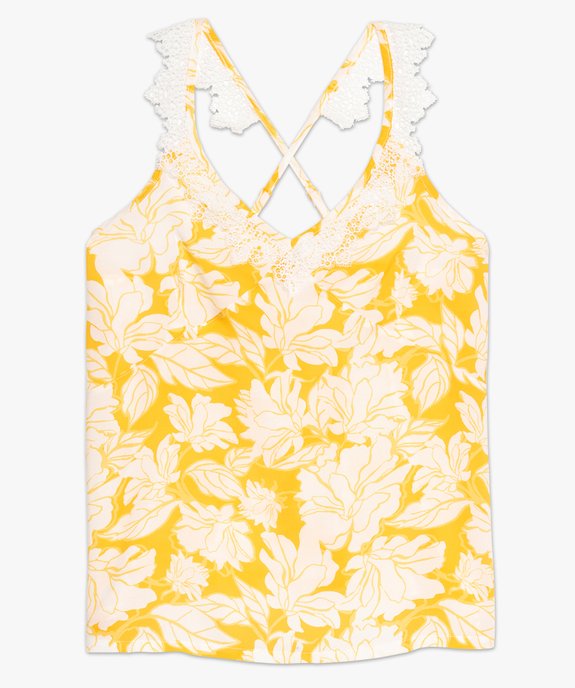 Débardeur femme à bretelles et dentelle à motif floral vue4 - GEMO(HOMWR FEM) - GEMO