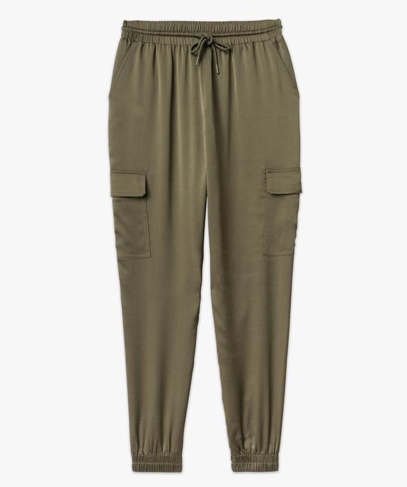 Pantalon cargo en satin à taille élastiquée femme vue4 - GEMO(FEMME PAP) - GEMO