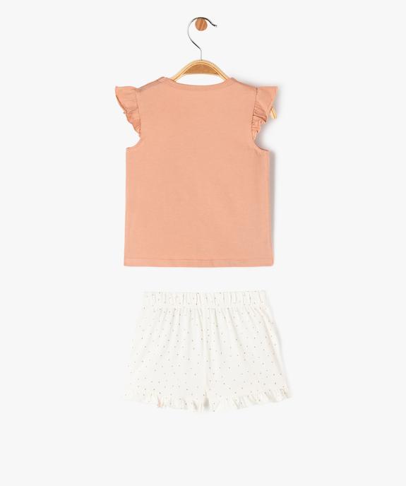 Pyjashort 2 pièces en coton avec motif lapin bébé fille vue5 - GEMO 4G BEBE - GEMO