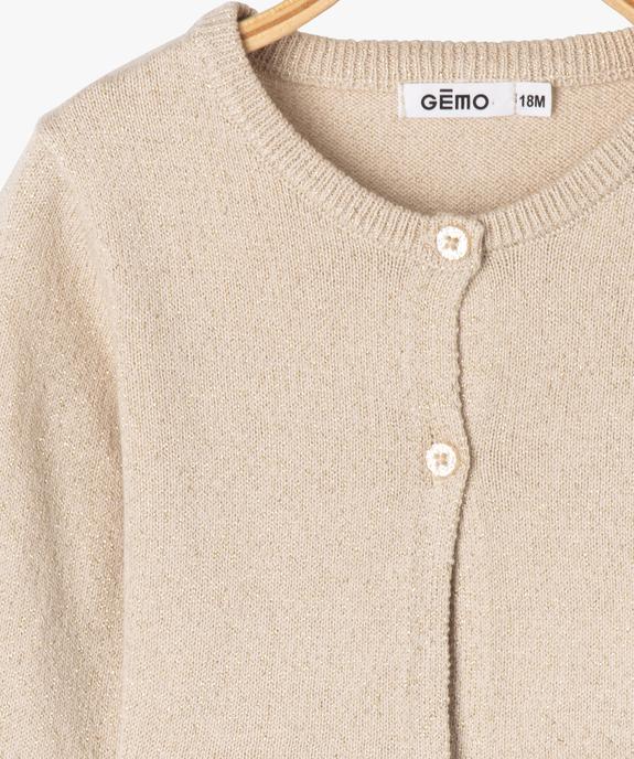 Gilet court façon boléro en maille pailletée bébé fille vue2 - GEMO(BEBE DEBT) - GEMO