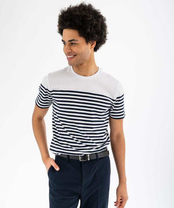 Tee-shirt homme rayé à manches courtes vue4 - GEMO (HOMME) - GEMO