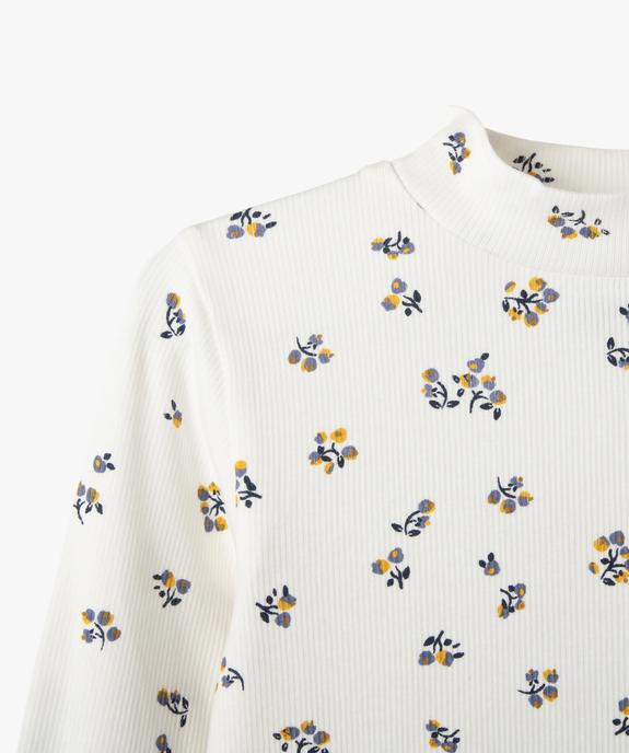 Tee-shirt manches longues col montant en maille côtelée fille vue2 - GEMO 4G FILLE - GEMO