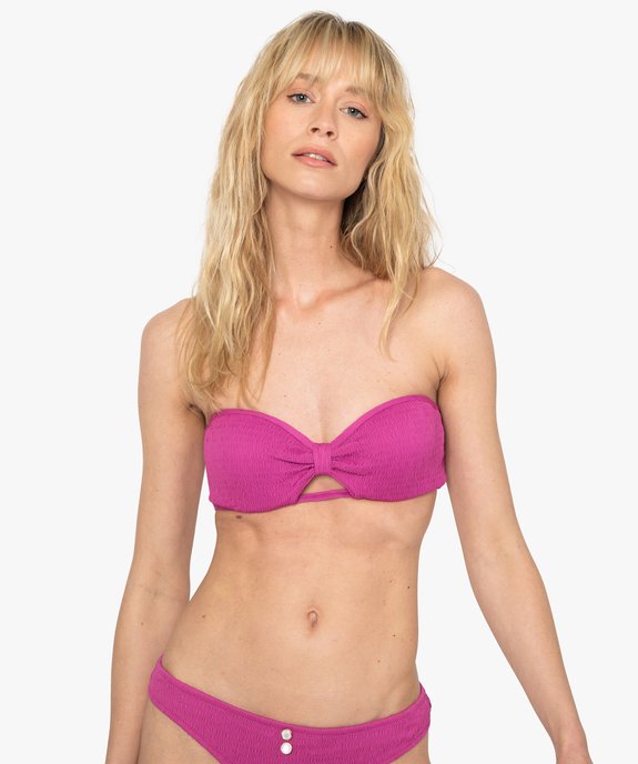 Haut de maillot de bain femme forme bandeau en maille gaufrée vue1 - GEMO (PLAGE) - GEMO