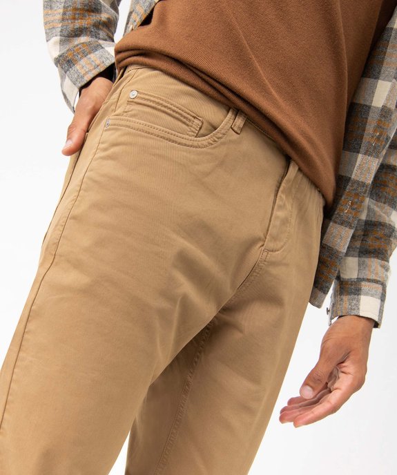 Pantalon homme slim uni en coton stretch vue2 - GEMO (HOMME) - GEMO