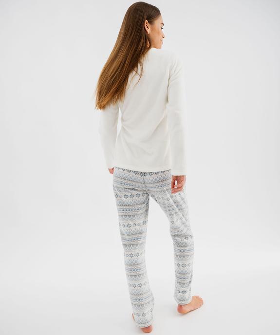 Pyjama chaud en polaire et sherpa imprimé femme vue3 - GEMO(HOMWR FEM) - GEMO