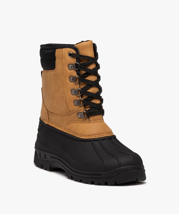 Après-ski homme fourrés dessus bicolore à lacets vue2 - GEMO (HOMME) - GEMO