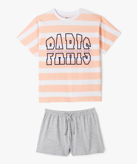 Pyjashort en coton coupe large fille vue1 - GEMO 4G FILLE - GEMO
