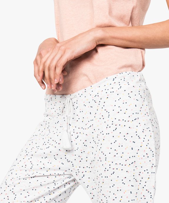 Bas de pyjama imprimé à cordon pompons vue2 - GEMO(HOMWR FEM) - GEMO