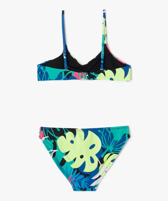 Maillot de bain 2 pièces à motifs exotiques fille vue3 - GEMO 4G FILLE - GEMO