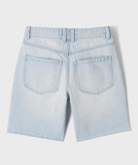 Short en jean droit et long à finition bord-franc fille vue3 - GEMO (JUNIOR) - GEMO