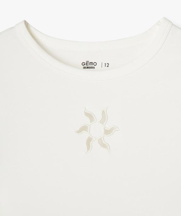 Tee-shirt court à manches courtes avec motif ajouré fille vue2 - GEMO 4G FILLE - GEMO