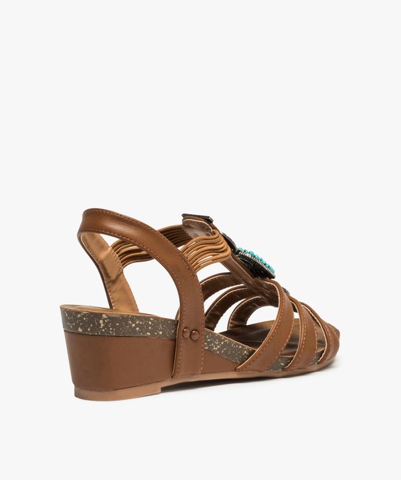 Sandales femme à talon dessus uni orné de perles et métal vue4 - GEMO(URBAIN) - GEMO