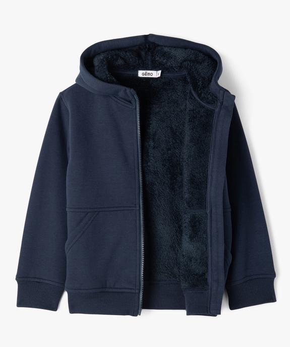 Sweat zippé à capuche intérieur  garçon vue2 - GEMO (ENFANT) - GEMO