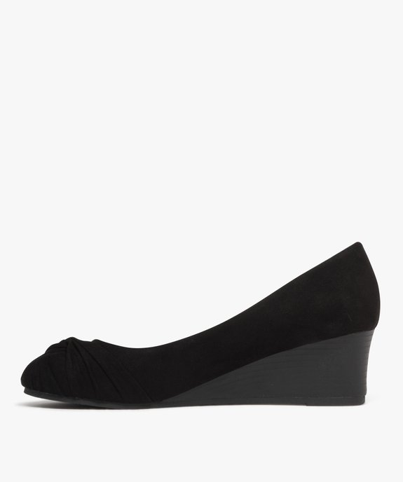 Ballerines femme en suédine à talon compensé et bout drapé vue3 - VALENTINA BALDA - GEMO