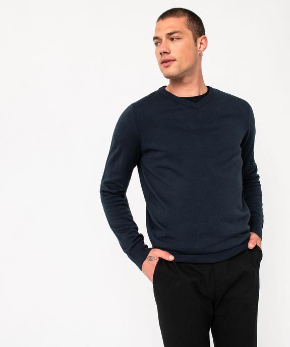 Pull léger à col V en maille fine homme vue1 - GEMO (HOMME) - GEMO