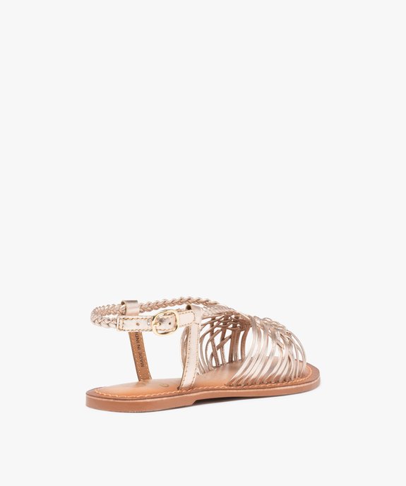 Sandales fille à fines brides tressées en cuir métallisé vue4 - GEMO (ENFANT) - GEMO