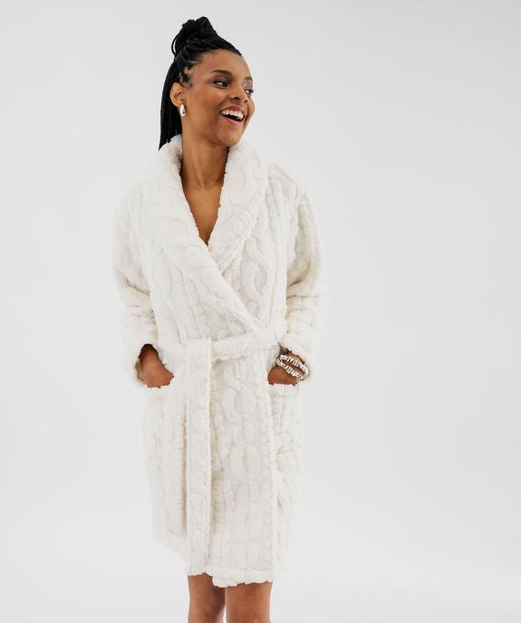 Robe de chambre en maille douillette femme vue1 - GEMO(HOMWR FEM) - GEMO