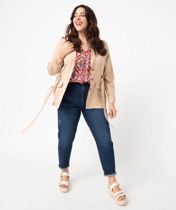 Veste femme grande taille coupe saharienne en Lyocell vue5 - GEMO 4G GT - GEMO
