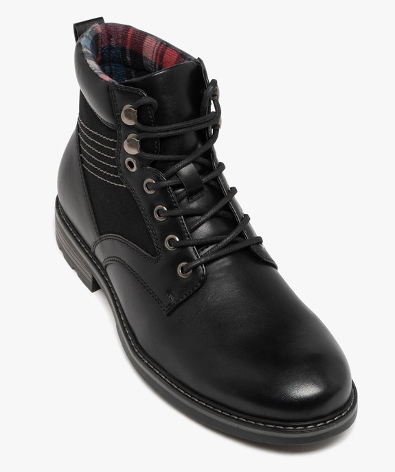 Boots bi-matières fermeture lacets homme  vue5 - URBAN STEPS - GEMO