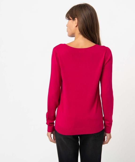Pull femme en maille fine à col V vue3 - GEMO 4G FEMME - GEMO