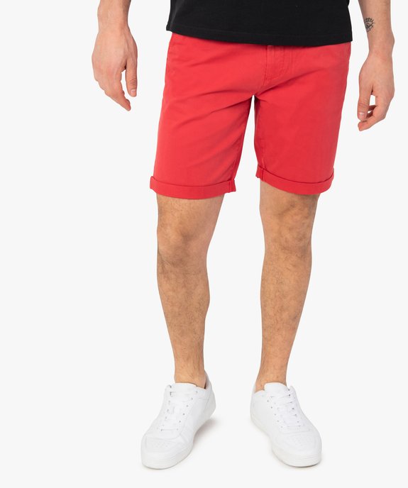 Bermuda homme forme chino en coton stretch coloris unique vue1 - GEMO (HOMME) - GEMO