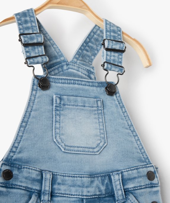 Salopette bébé garçon courte en jean délavé vue3 - GEMO(BEBE DEBT) - GEMO