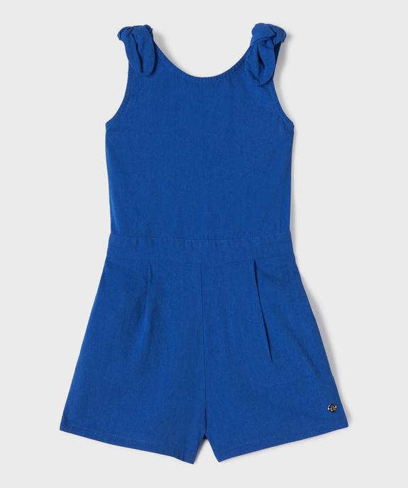 Combishort sans manches en coton et viscose fille - LuluCastagnette vue1 - LULU CASTAGNETTE GEMO FOR GOOD - GEMO