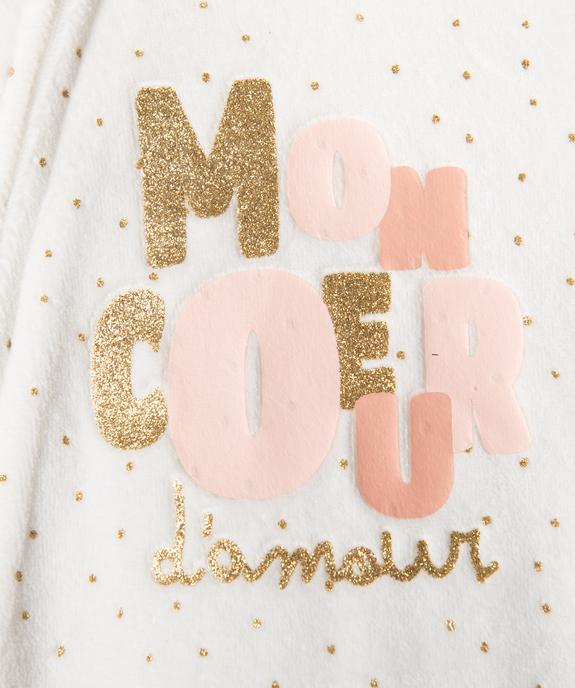 Pyjama en velours à motifs pailletés fermeture zippée devant bébé fille vue2 - GEMO 4G BEBE - GEMO