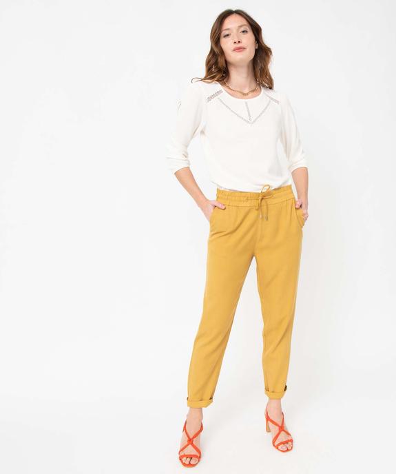 Pantalon femme en Lyocell forme carotte vue5 - GEMO 4G FEMME - GEMO