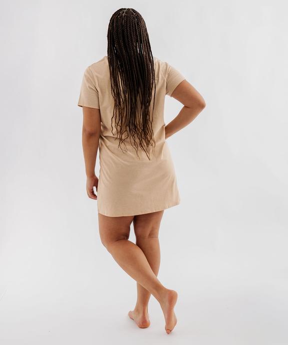 Chemise de nuit manches courtes avec inscription femme grande taille vue3 - GEMO 4G FEMME - GEMO