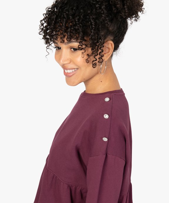 Sweat femme avec basque et boutons strass sur les épaules vue2 - GEMO(FEMME PAP) - GEMO
