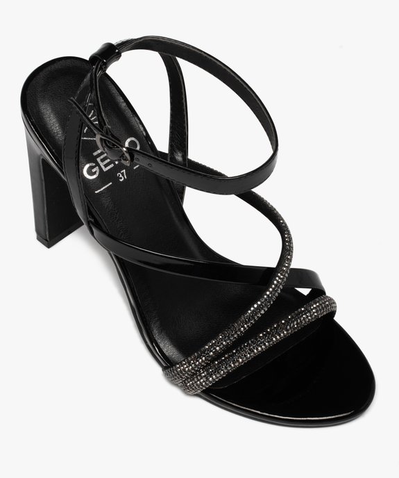 Sandales femme à talon haut dessus vernis et strass vue6 - GEMO(URBAIN) - GEMO