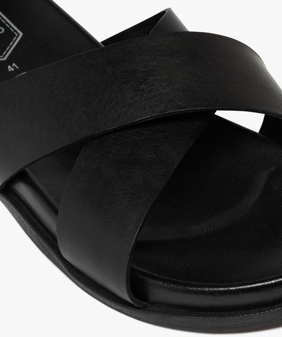 Mules homme unies à brides larges croisées dessus en cuir - Taneo vue6 - TANEO - GEMO