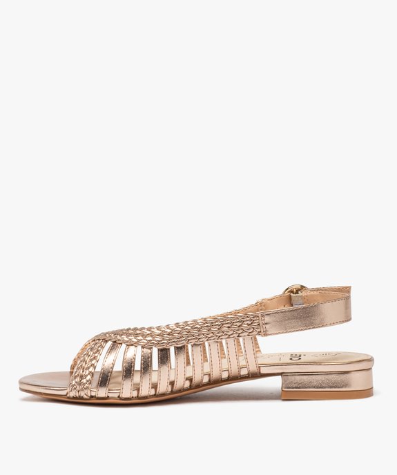 Sandales femme plates métallisées et décolletées  vue4 - GEMO (CASUAL) - GEMO