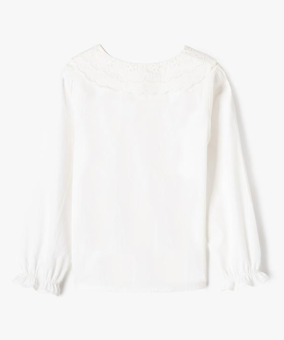 Chemise manches longues à grand col Claudine brodé fille vue3 - GEMO (ENFANT) - GEMO