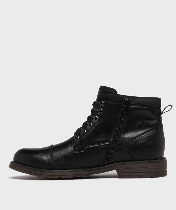 Boots mid-cut à semelle crantée, lacets et zip homme vue3 - MARIO BALDANO - GEMO