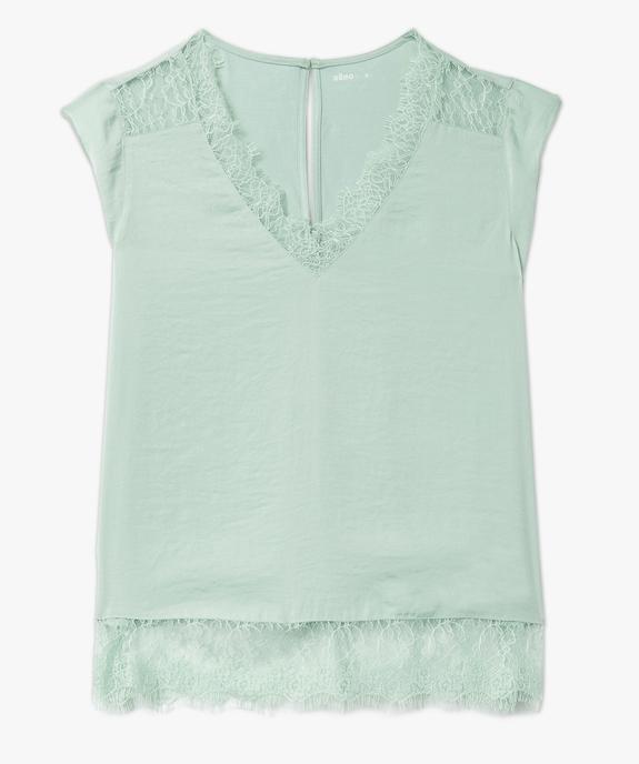 Tee-shirt sans manches multimatière à dentelle femme vue4 - GEMO 4G FEMME - GEMO