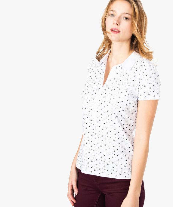 Polo femme à petits motifs et col chemise vue1 - GEMO (MAILLE) - GEMO