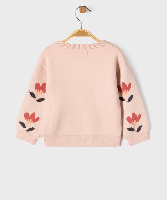Pull en maille épaisse à motifs fleuris bébé fille vue3 - GEMO(BEBE DEBT) - GEMO