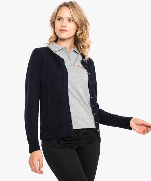 Gilet pour femme boutonné sur l'avant avec col rond vue1 - GEMO (MAILLE) - GEMO