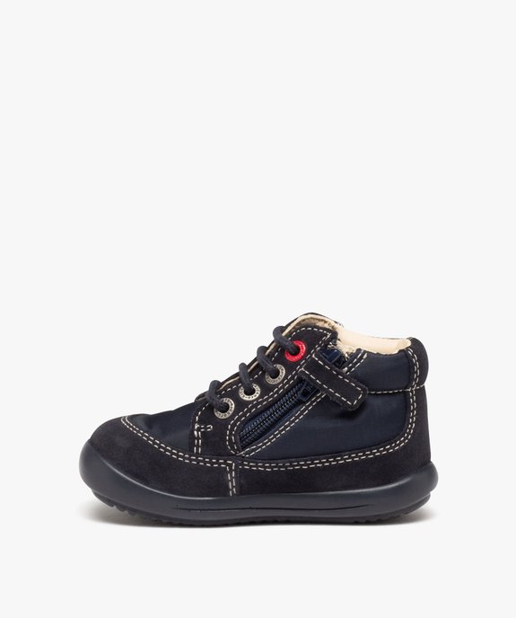 Boots fille dessus uni en cuir et en textile  - Kickers vue3 - KICKERS - GEMO