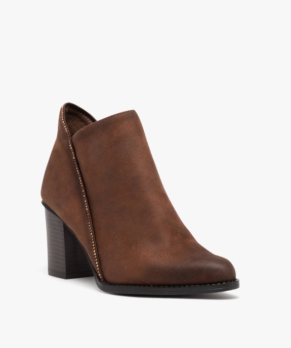 Boots femme à talon carré en suédine avec perles  vue3 - GEMO(URBAIN) - GEMO
