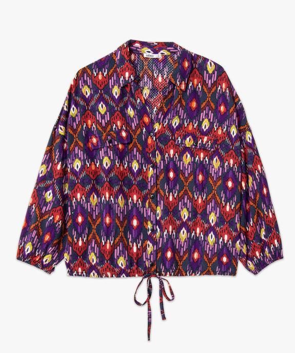 Chemise femme imprimée avec finitions élastiquées vue4 - GEMO(FEMME PAP) - GEMO