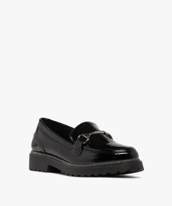 Mocassins femme vernis à semelle crantée avec liseré pailleté vue3 - FOLLOW ME G4G - GEMO