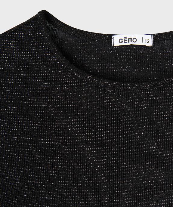 Robe manches longues coupe courte et ajustée en maille pailletée fille - GEMO (JUNIOR) Robe manches longues coupe courte et ajustée en maille pailletée fille vue3 - GEMO (JUNIOR) - GEMO