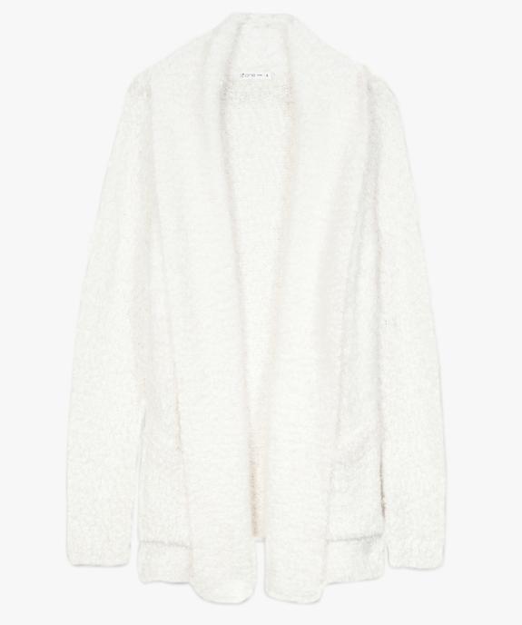 Gilet femme col châle porté ouvert en maille duveteuse vue4 - FOLLOW ME - GEMO