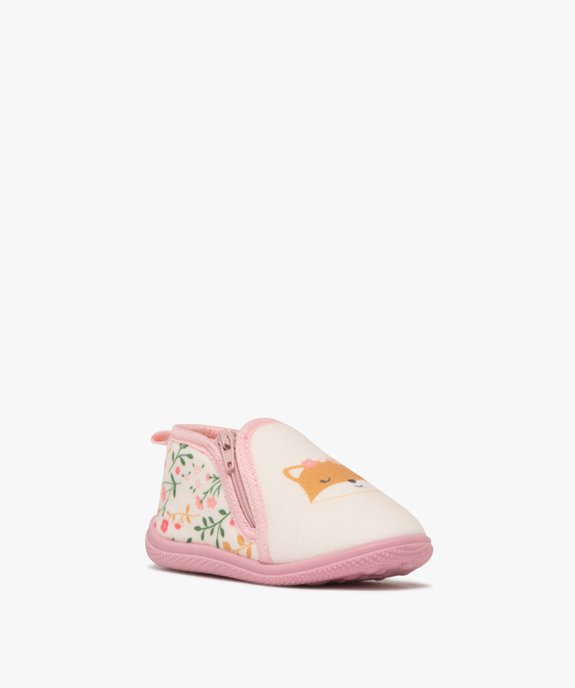 Chaussons bébé fille boots à zip petit renard vue2 - GEMO 4G BEBE - GEMO